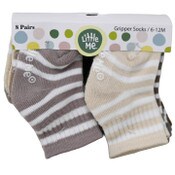 Wholesale - Little Me 8PK HALF CUSHION - BGE GRY STRIPE 6-12M 12-18M C/P 36, UPC: 027467496658